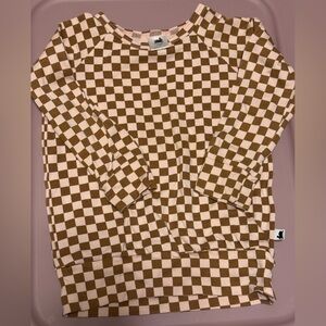 Kids Brown and Pink Checkered Sweatshirt
